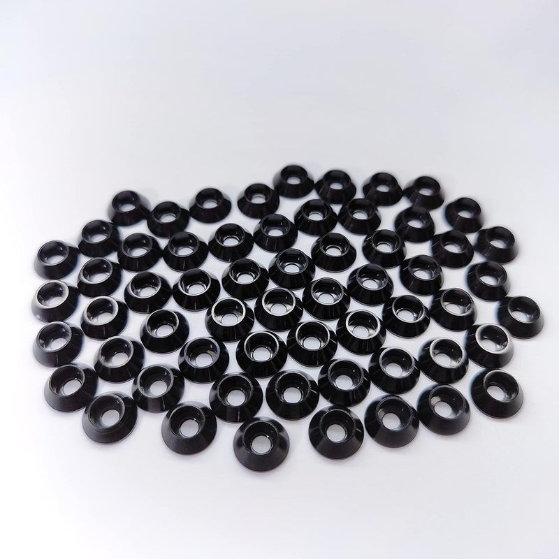 Lagefefe [60PCS] M3 Cone Cup Counterbore Washers, Anodized Aluminum Alloy, Head Washers Gaskets Cup Shim for Screw RC/FPV/PC/Drone/Mechanical Accessories Model Parts, Black - Image 2